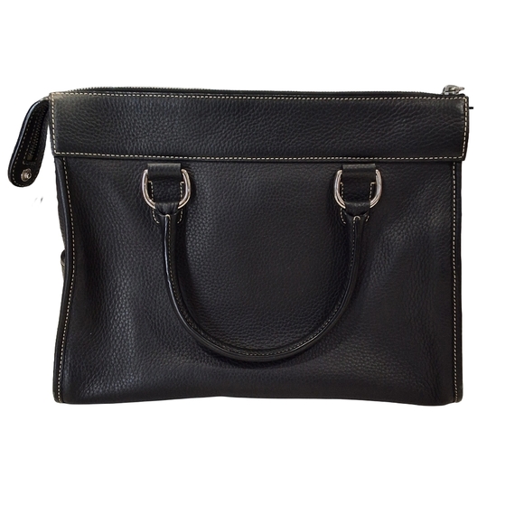 Dooney & Bourke~MSRP $425~Black Pebbled Leather~Double Pocket Tote~Large Purse - Picture 3 of 9